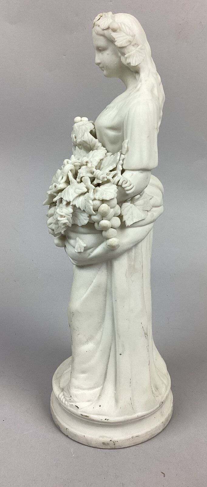 Antique 1800’s Parian Porcelain Figurine - Woman Of Autumn - 11”H