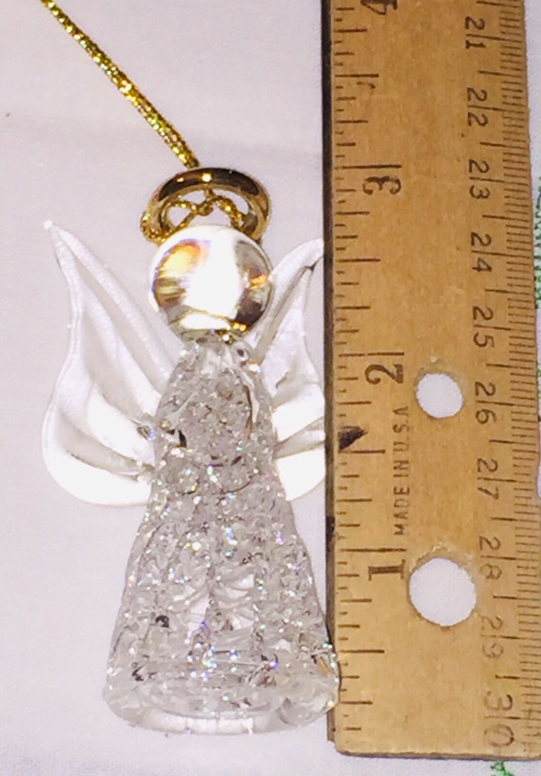 Guardian Angel Figurine Sun-Catcher Ornament Mouth Blown Art Glass Christian