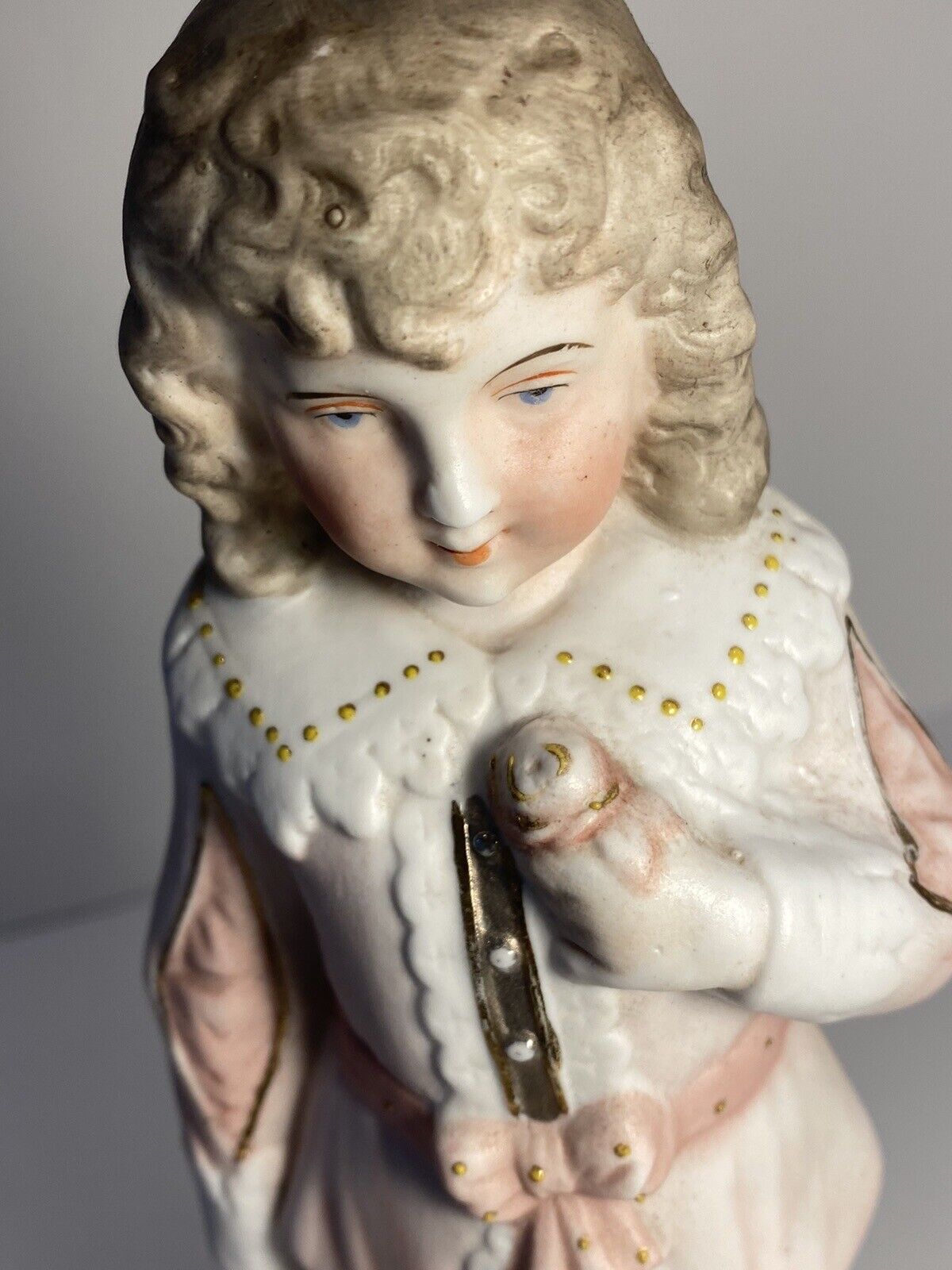 Antique German Bisque Figurine Man With Rose & Hat,  Marked 5264 From 1800s Vtg