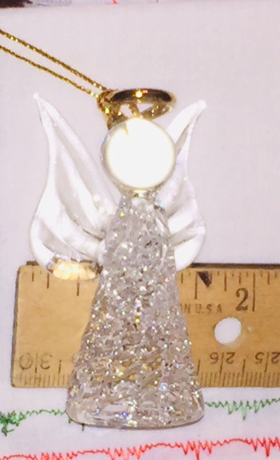 Guardian Angel Figurine Sun-Catcher Ornament Mouth Blown Art Glass Christian