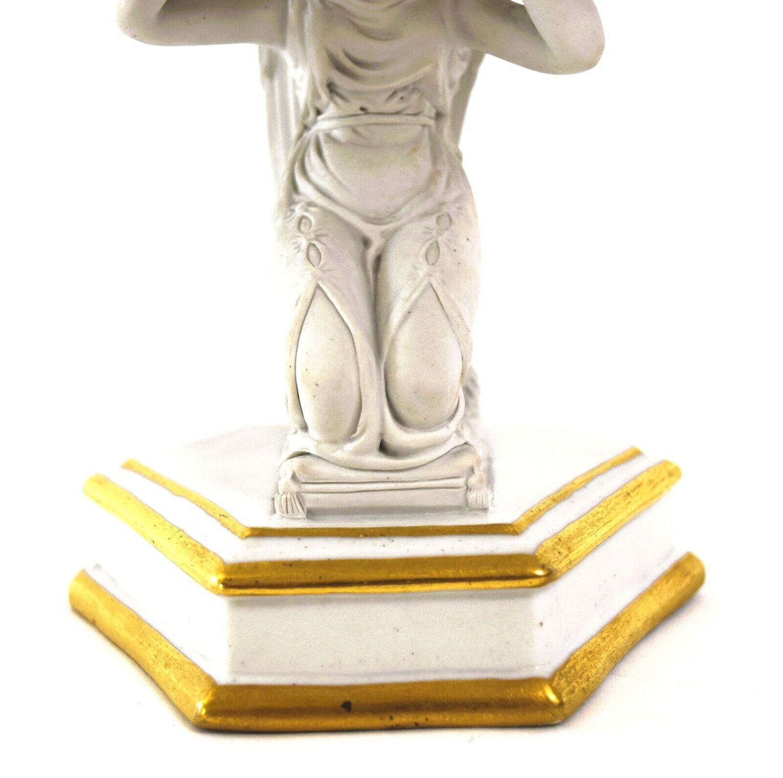 Antique Sevres White Porcelain Winged Bisque Angel Pedestal Dish 1700's French