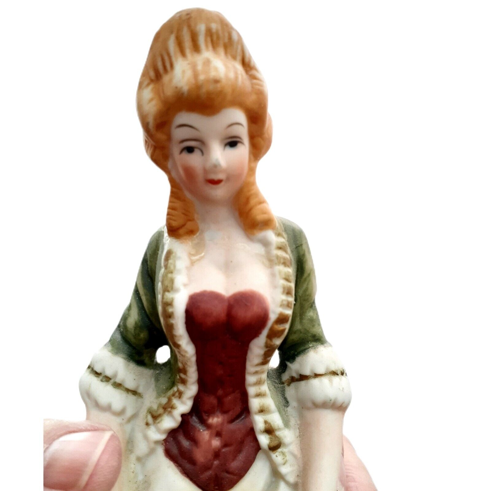 Taiwan Vintage Colonial Lady 1700s Era Dress Style Matte Porcelain Figurine 8" 