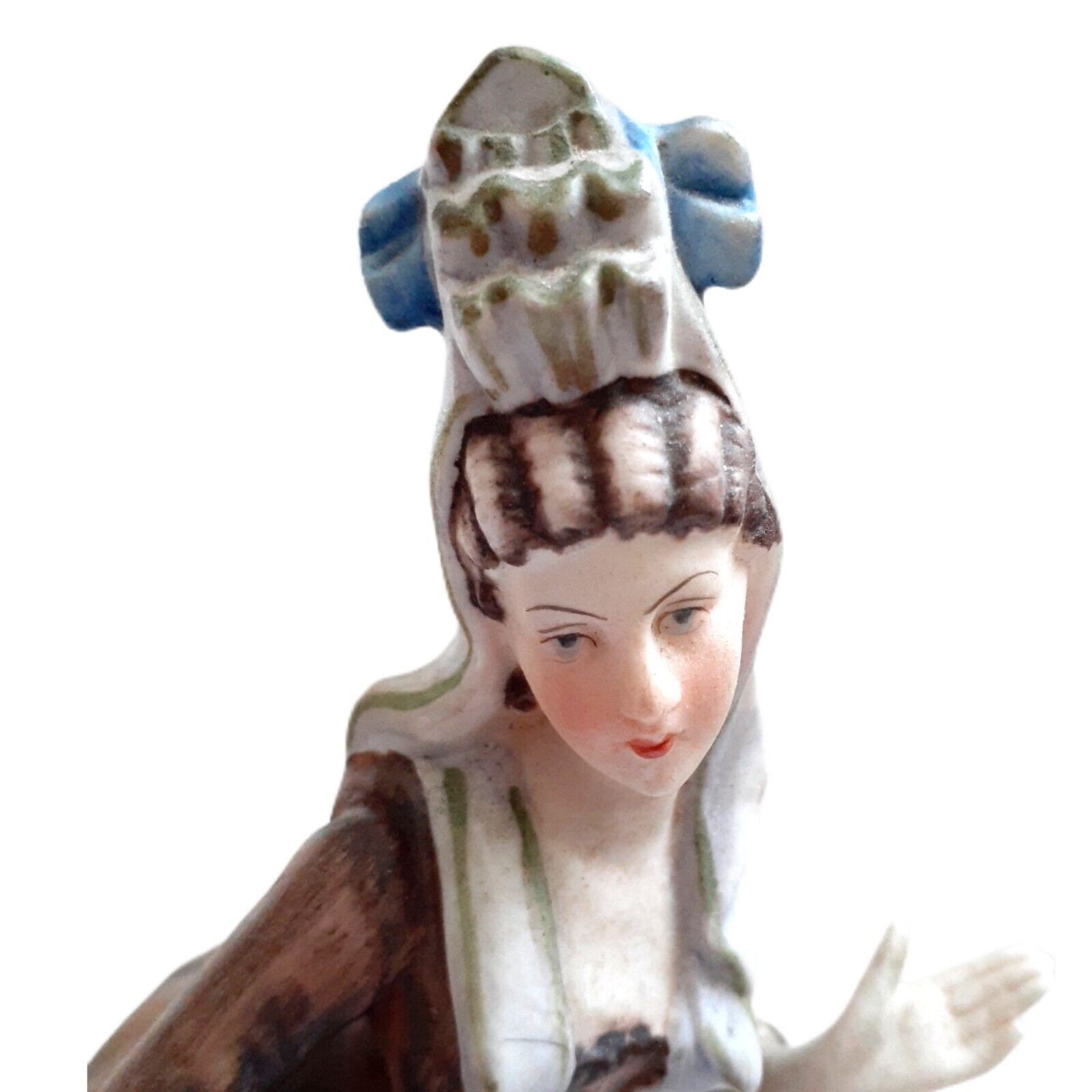 Japan Vtg Arnart Lady Baroque 1700s Fashion Bustle Matte Porcelain Figurine 8"