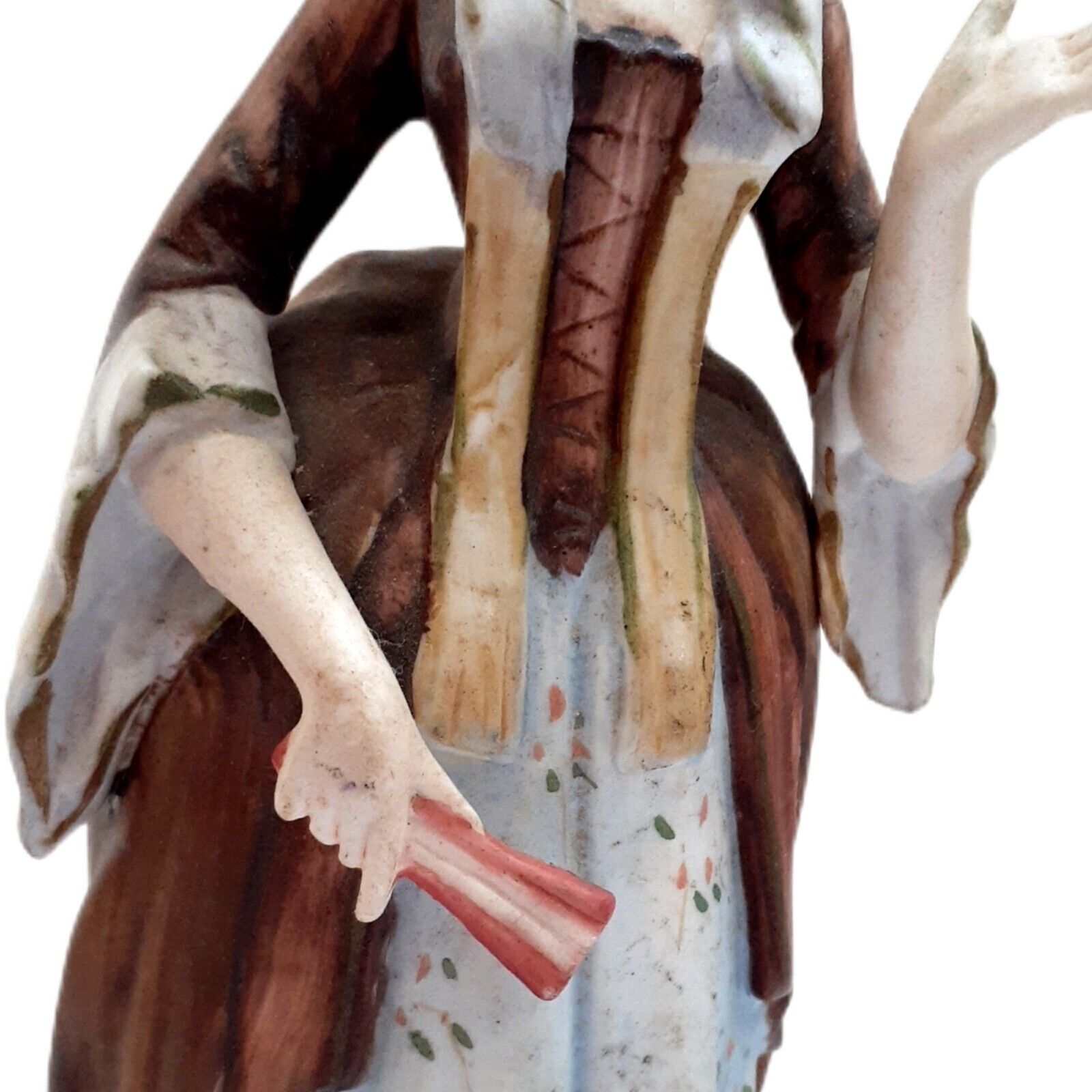 Japan Vtg Arnart Lady Baroque 1700s Fashion Bustle Matte Porcelain Figurine 8"
