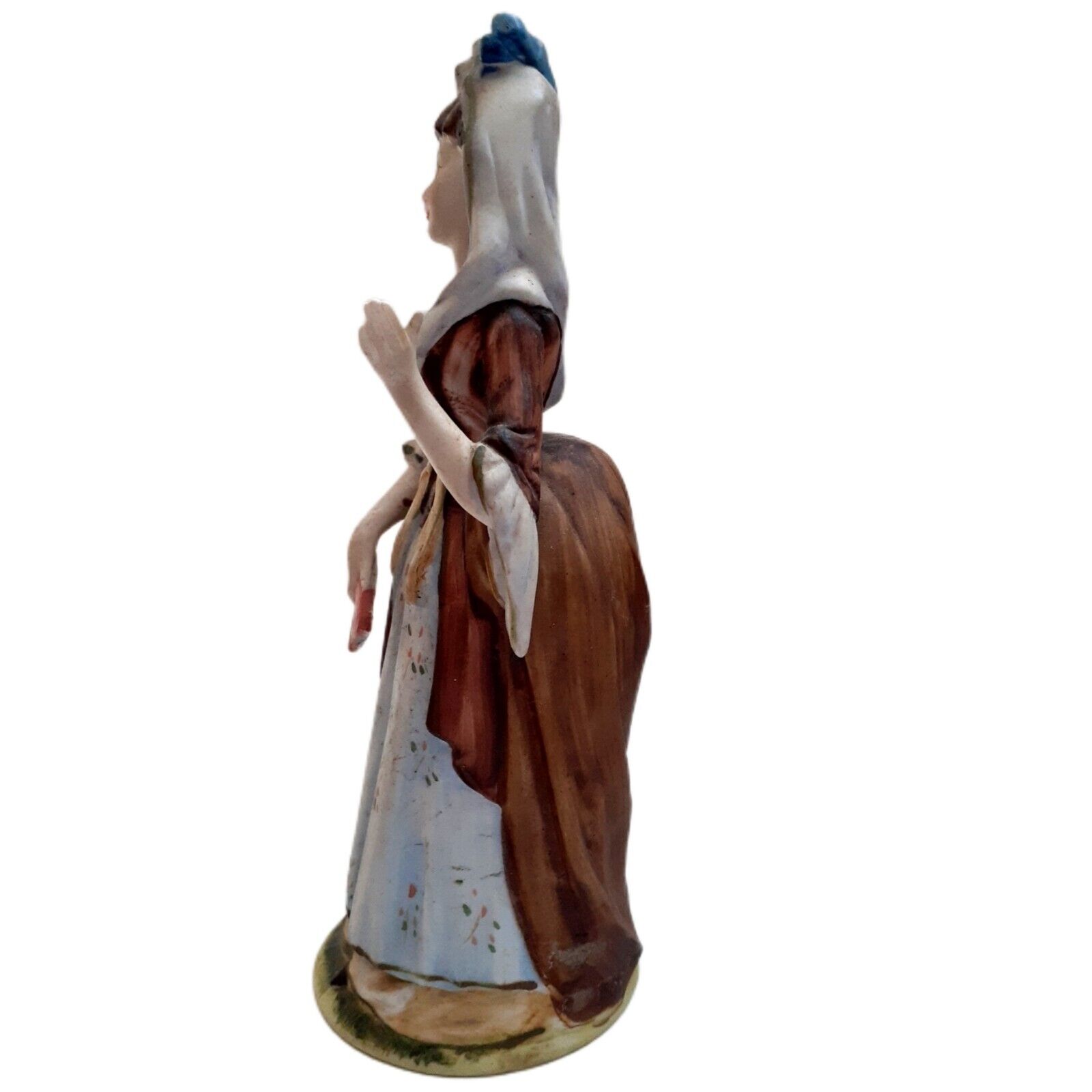 Japan Vtg Arnart Lady Baroque 1700s Fashion Bustle Matte Porcelain Figurine 8"