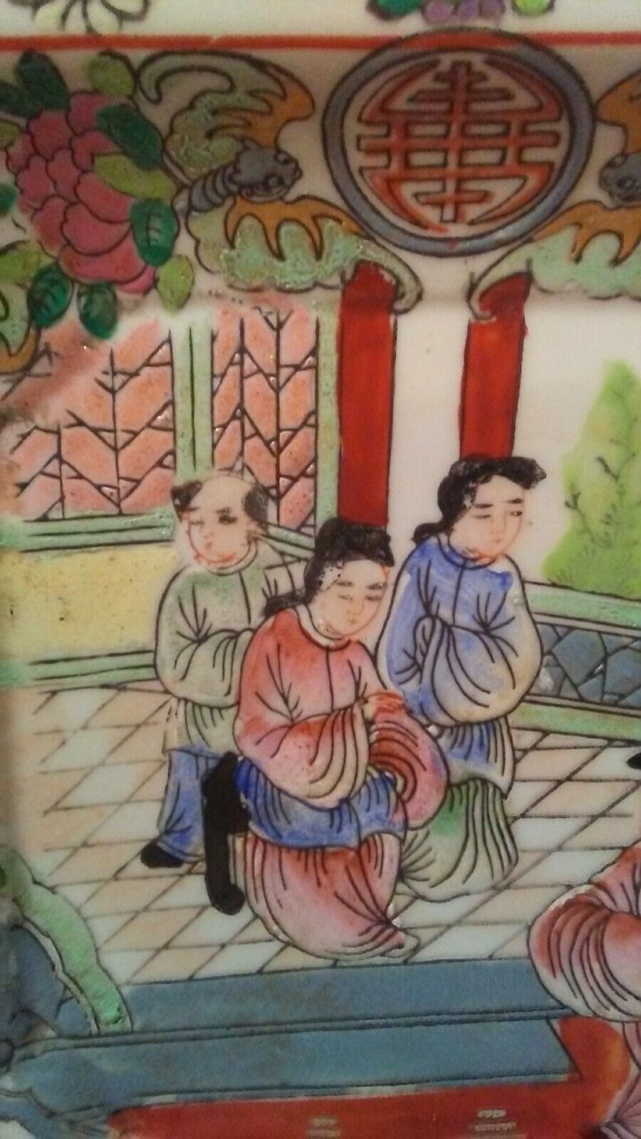 C-1700s Qianlong Signed Octagon Plate Dish With Figurines