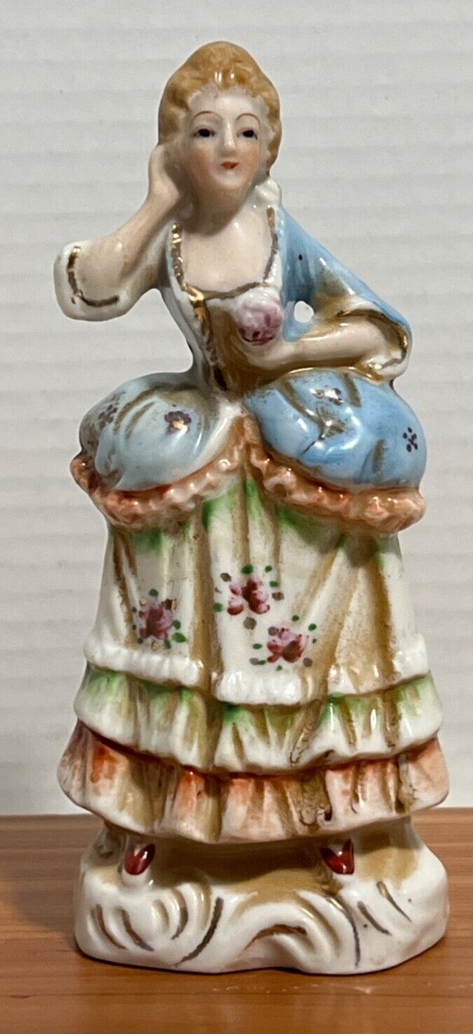  Occupied Japan 1946 Colonial Porcelain Lady Figurine 6 1/4" Tall