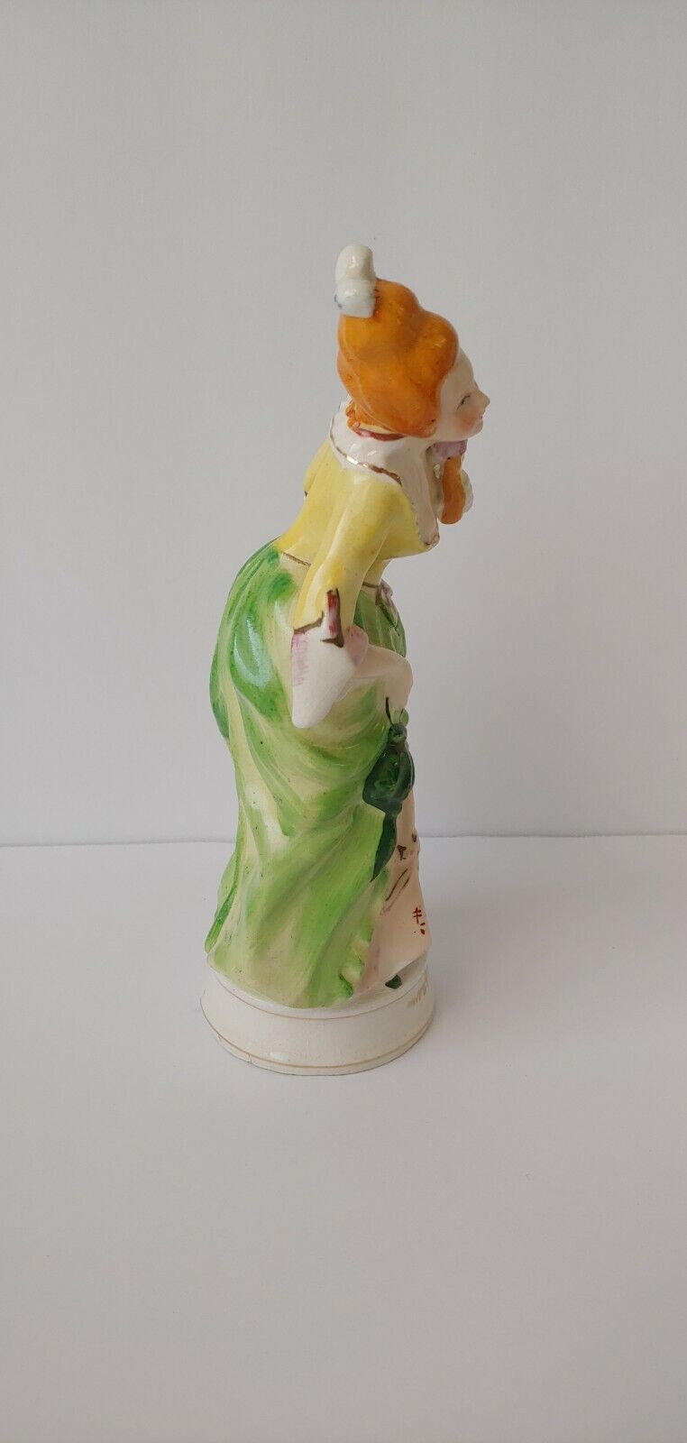 Vintage Ceramic 1700s Lady Green Dress Japan