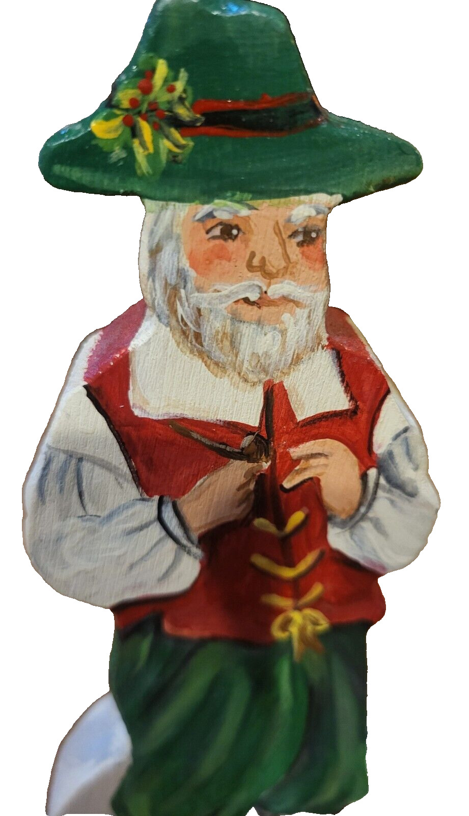 Vtg Carved Wood Hand Painted 1700s Santa  of old new york Christmas Decor