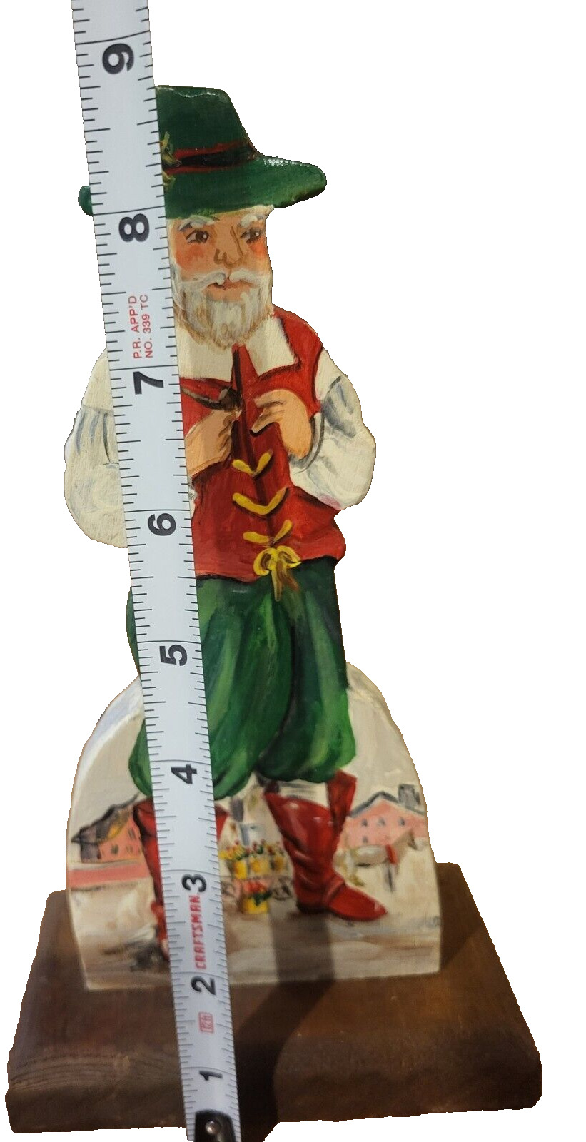 Vtg Carved Wood Hand Painted 1700s Santa  of old new york Christmas Decor