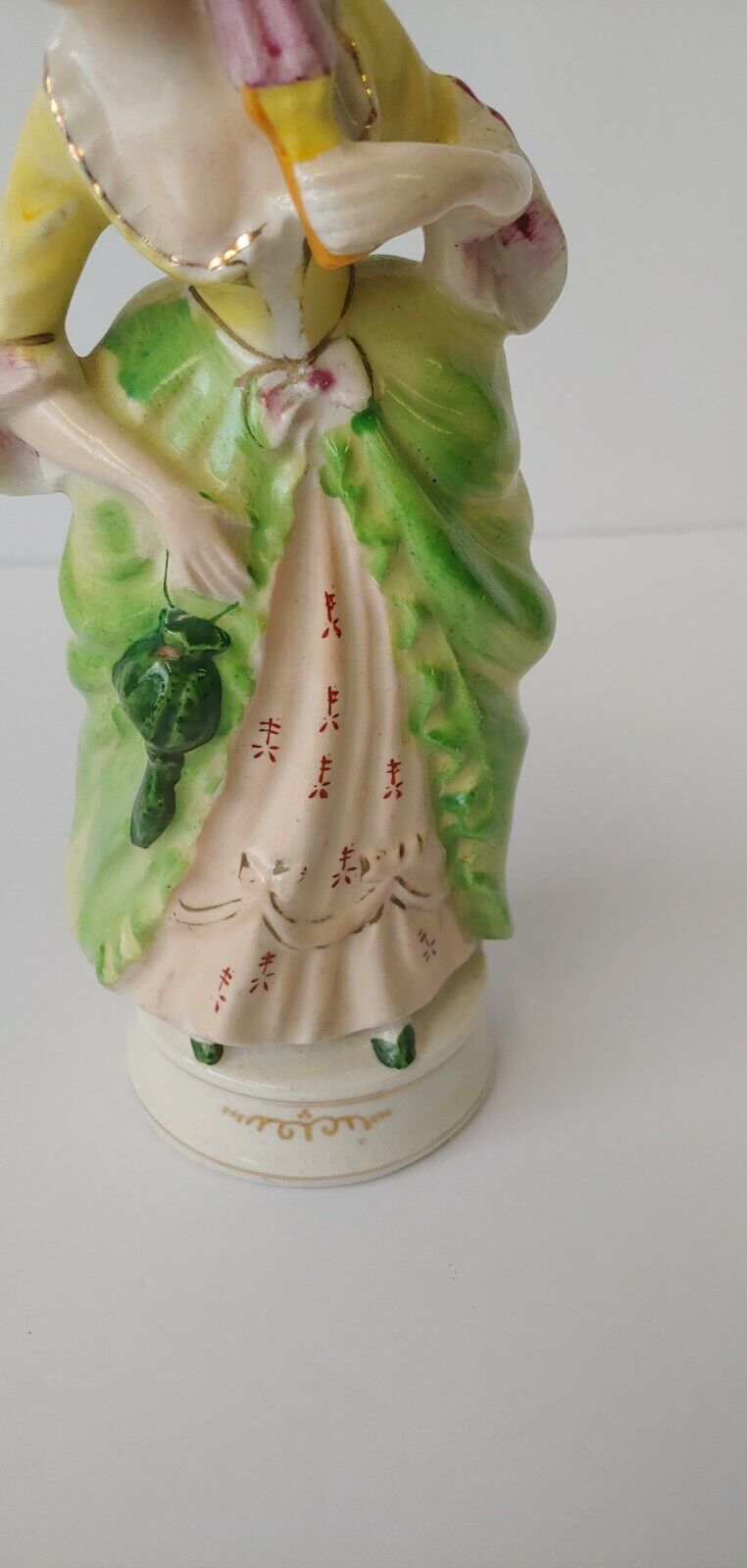 Vintage Ceramic 1700s Lady Green Dress Japan