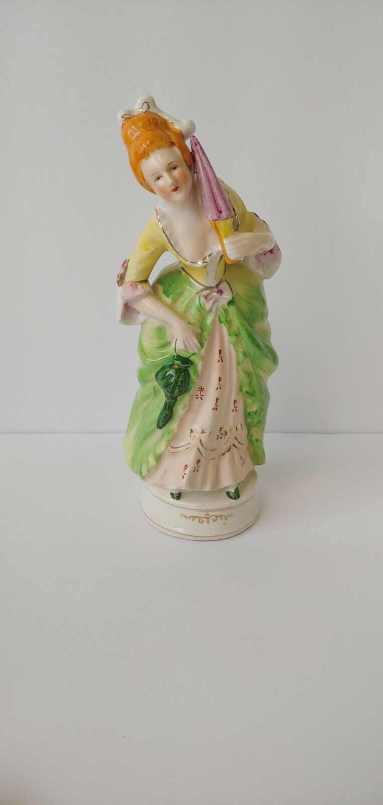 Vintage Ceramic 1700s Lady Green Dress Japan