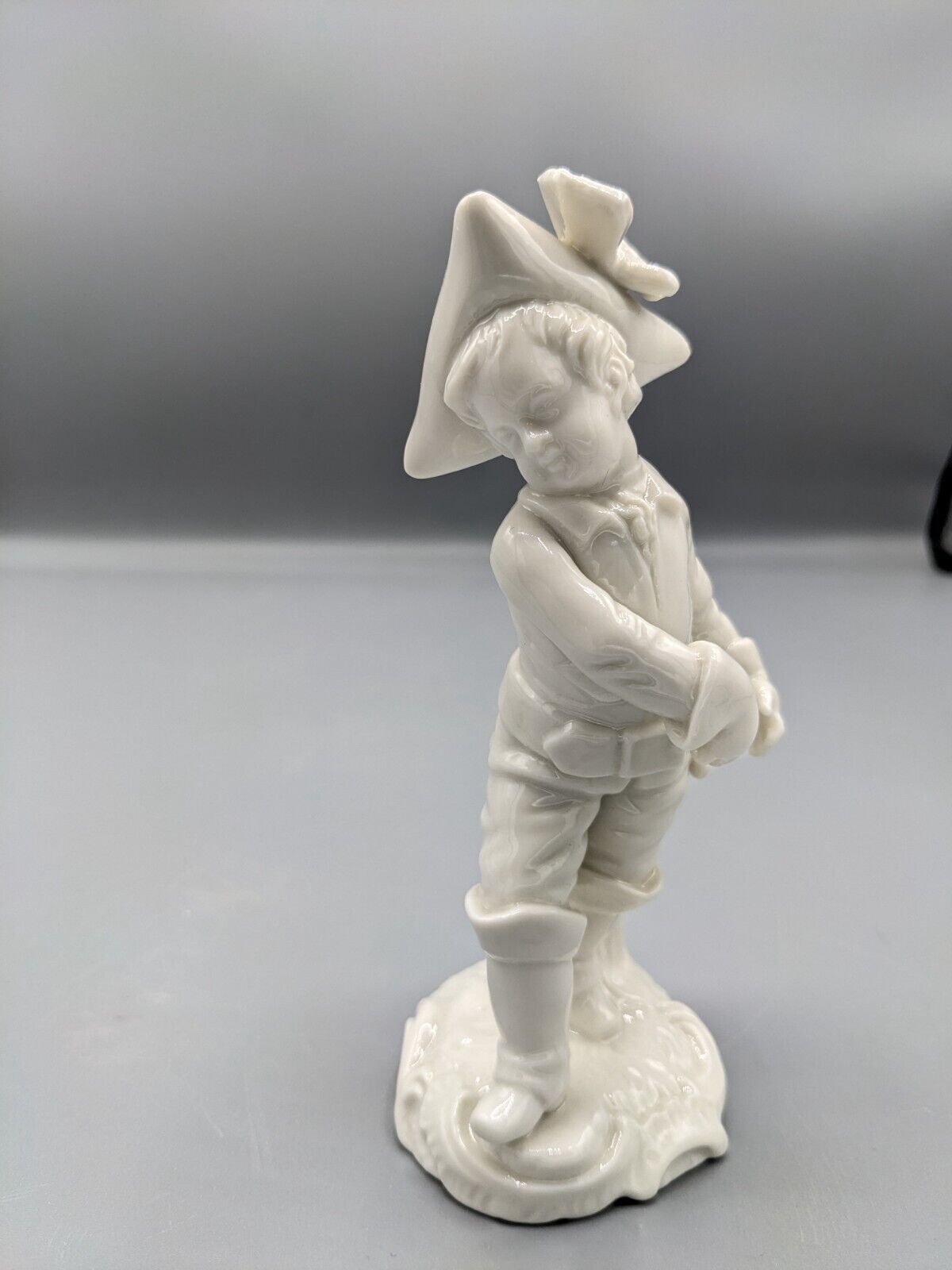 1700s Antique Nymphenburg Blanc de Chine Porcelain Figurine Boy in the Boots 5"