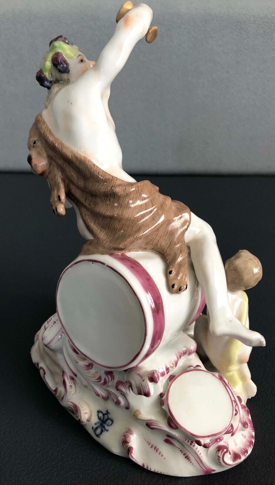 Antique German Porcelain Figurine God of Wine Bacchus Dionysus Cherub Figurine