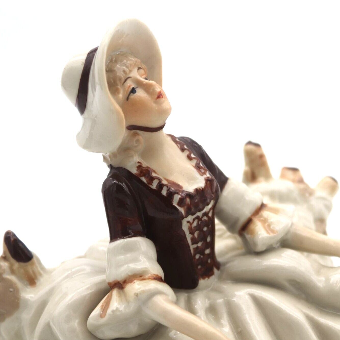 Vintage Porcelain Girl, Rotating Music Box Little Bo Peep Wind Up Figurine 1700s