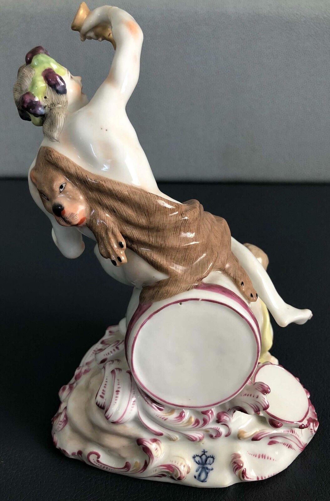 Antique German Porcelain Figurine God of Wine Bacchus Dionysus Cherub Figurine