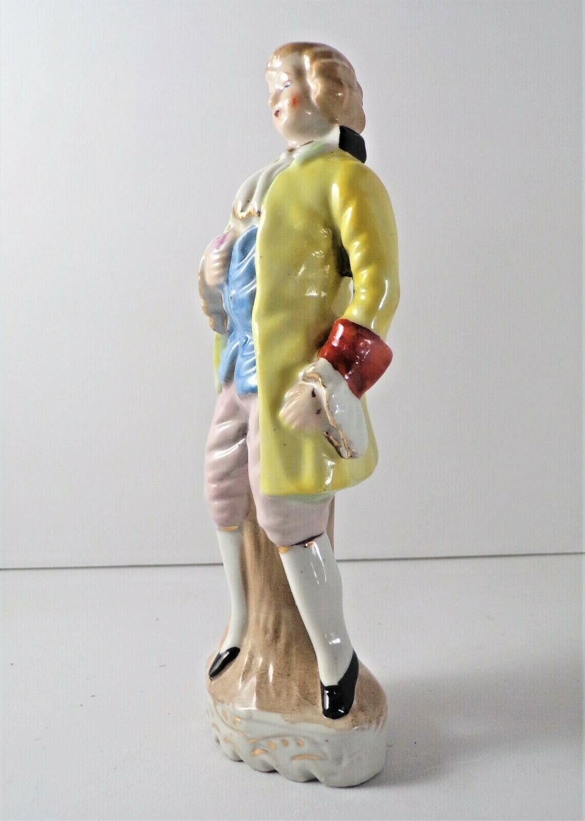 Vintage Hand Painted 1700s Style Debonair Gentleman Figurine, Japan