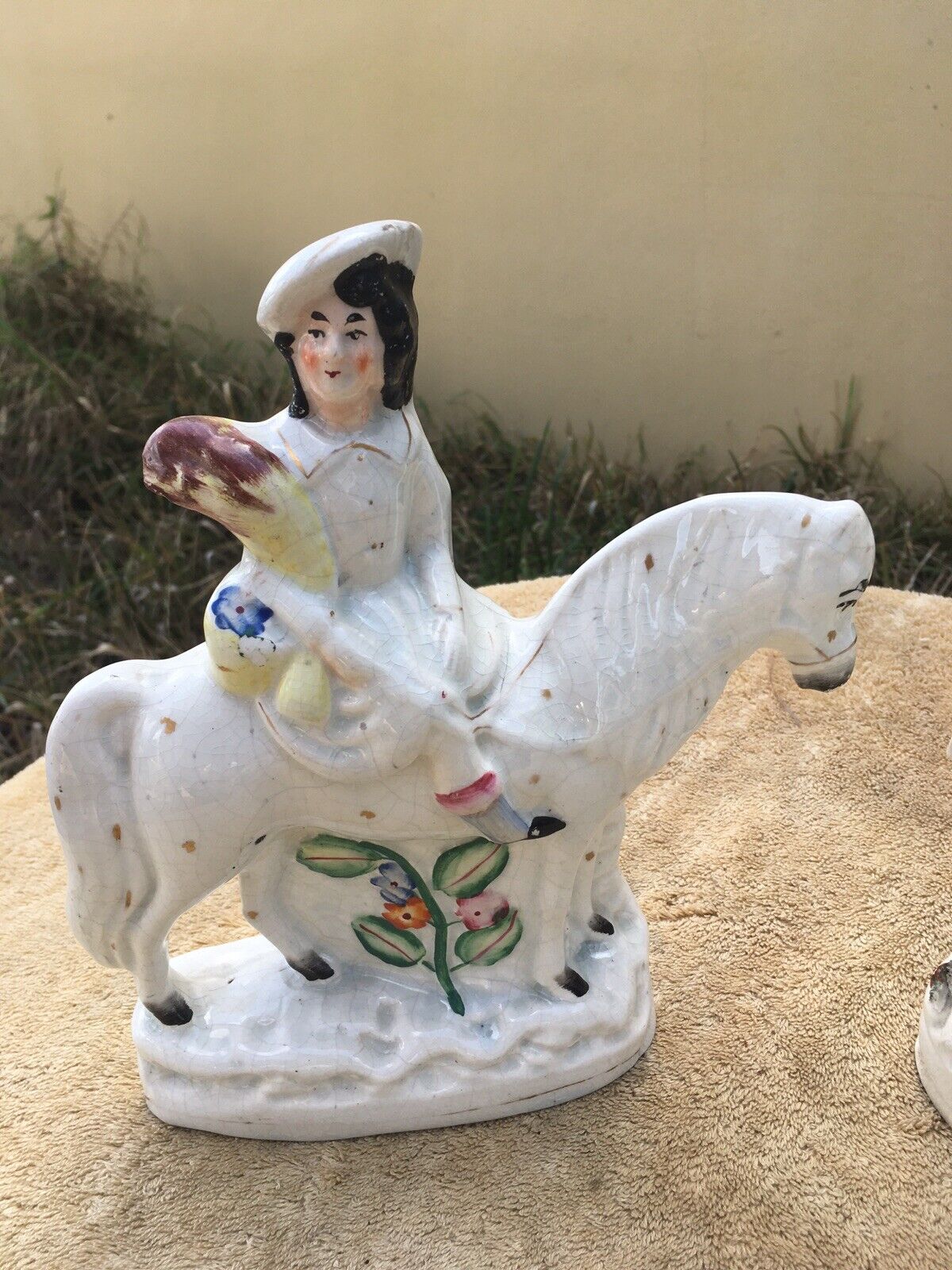 Antique Late 1700’s Straffordshire Pearlware Set 2 Statue Figurines Lady & Gent