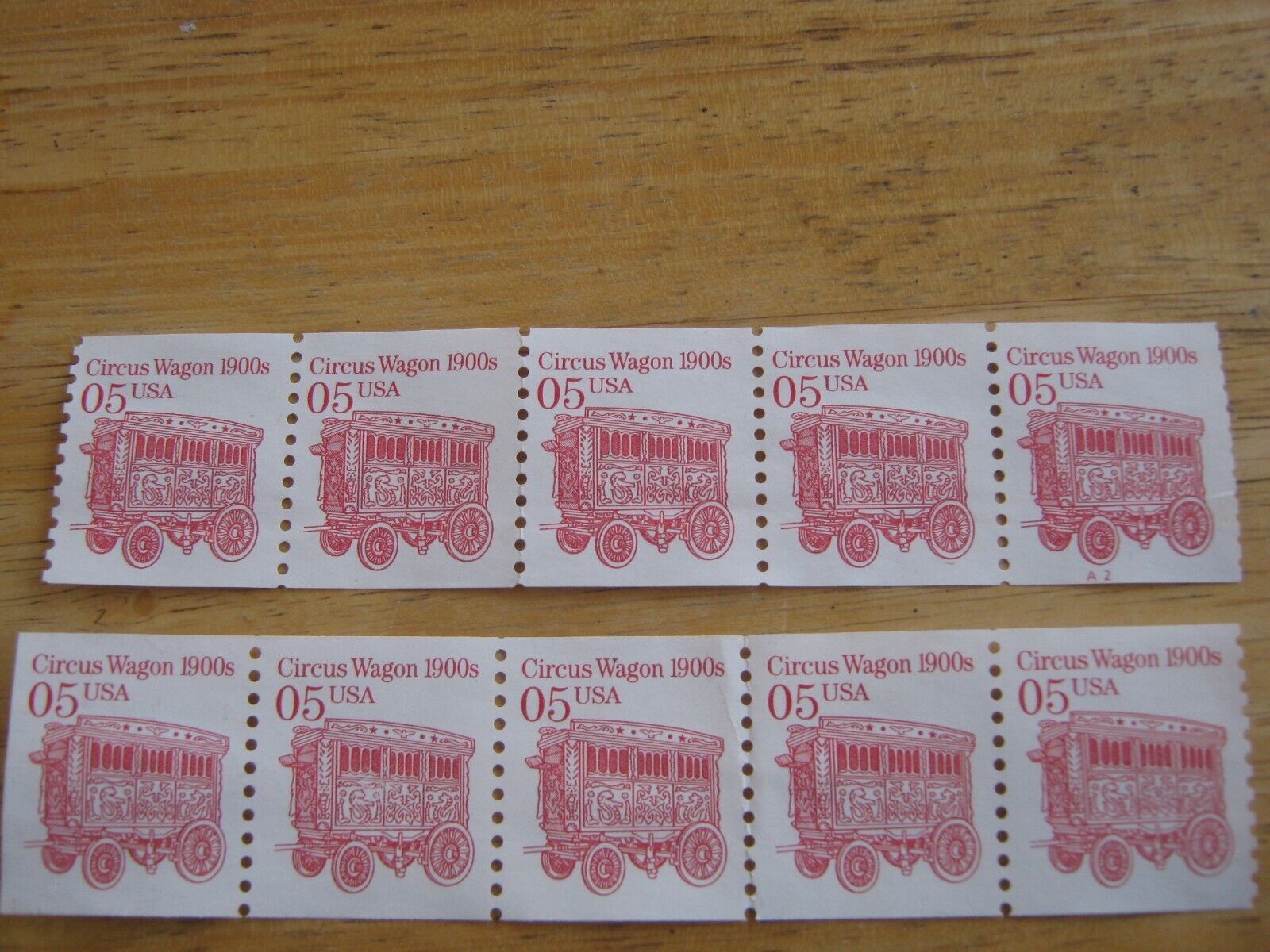 U.S. Stamps 1900s Circus Wagon 5 Cent Lot of 10 Stamps