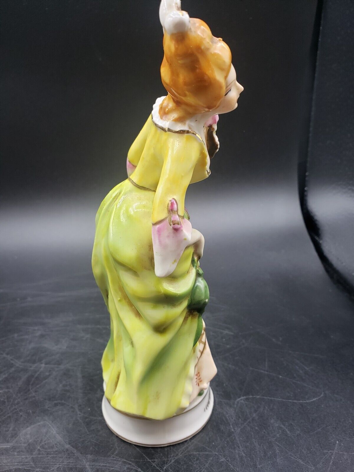 Vintage Ceramic 1700s Lady Green Dress Made in Occupied Japan