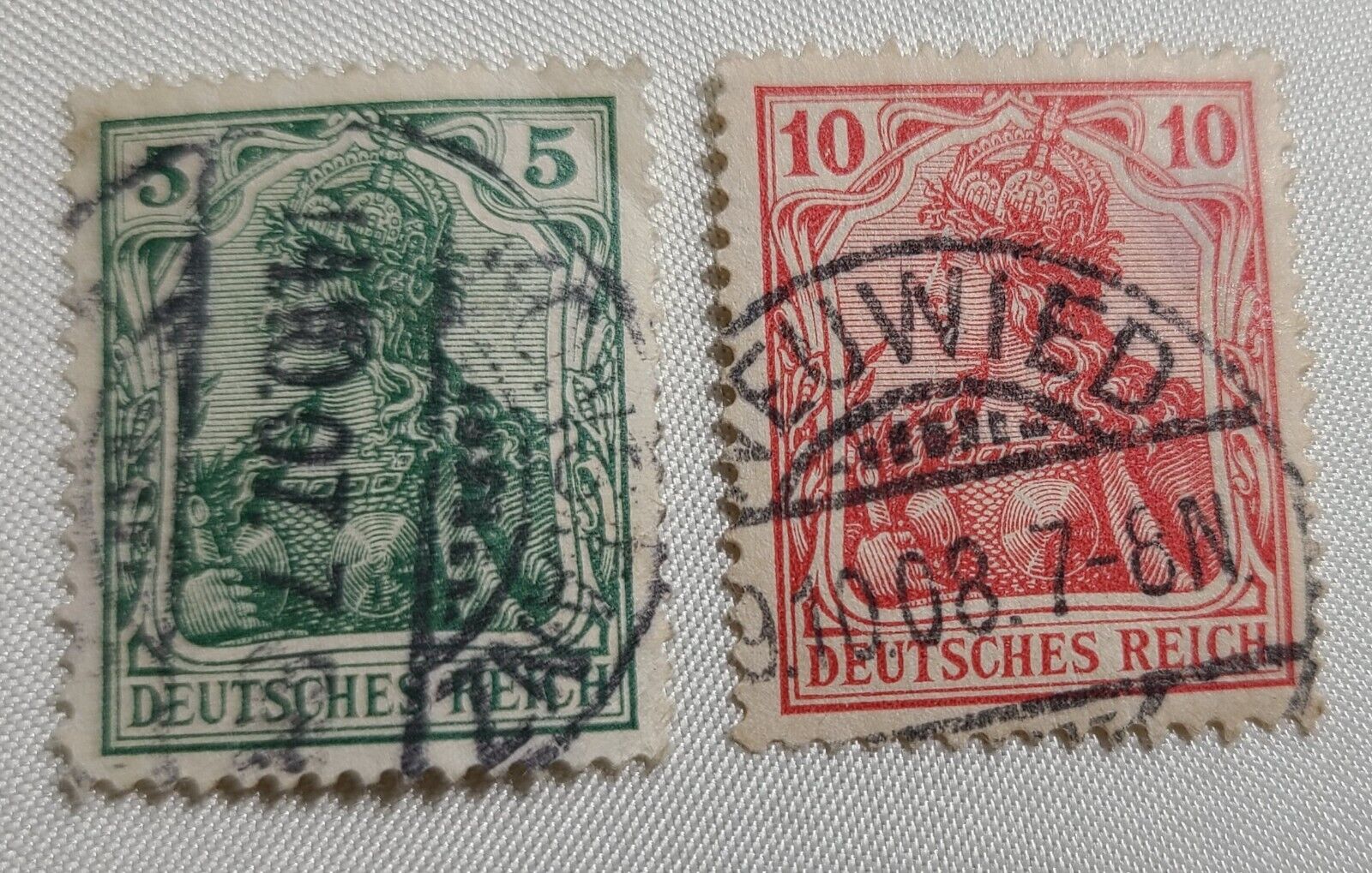 RARE Collectible 1900's Deutsches Reich (Germany) Stamps 5pf-10pf Pair