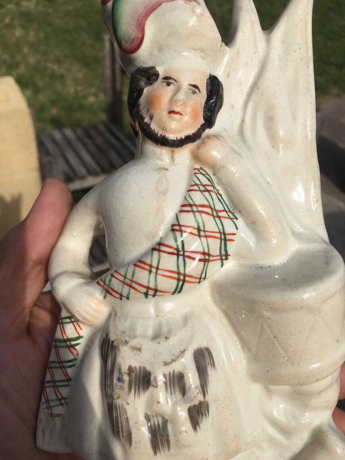 Antique Late 1700’s Straffordshire Pearlware Set 2 Statue Figurines Lady & Gent