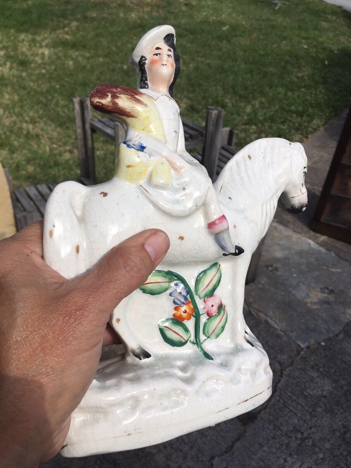 Antique Late 1700’s Straffordshire Pearlware Set 2 Statue Figurines Lady & Gent