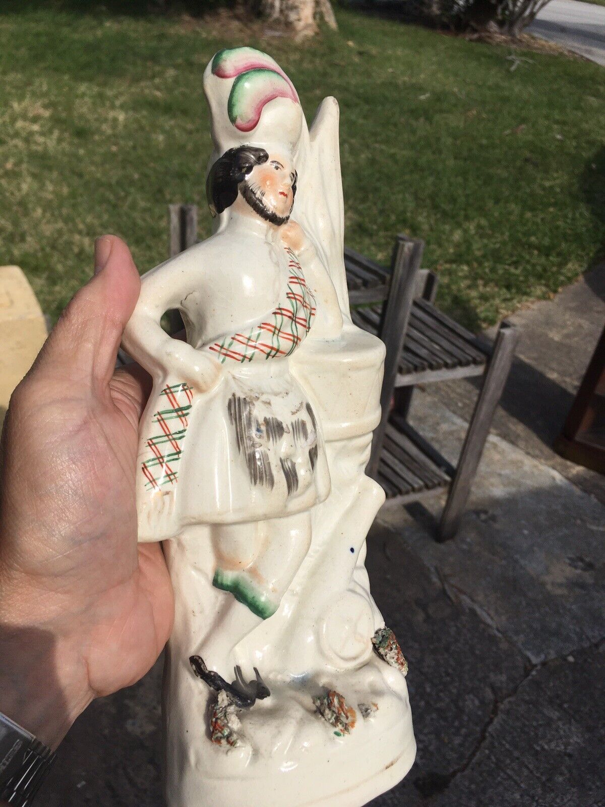 Antique Late 1700’s Straffordshire Pearlware Set 2 Statue Figurines Lady & Gent