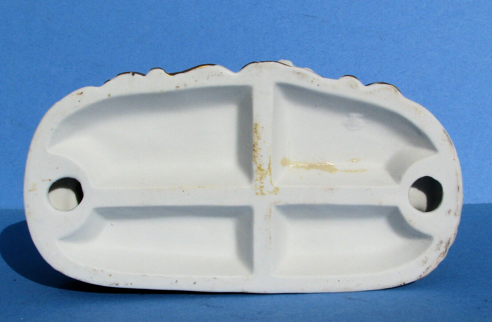 Vtg Blue & White Glazed Ceramic Statuette 1700's Courting Scene Coach & Horses