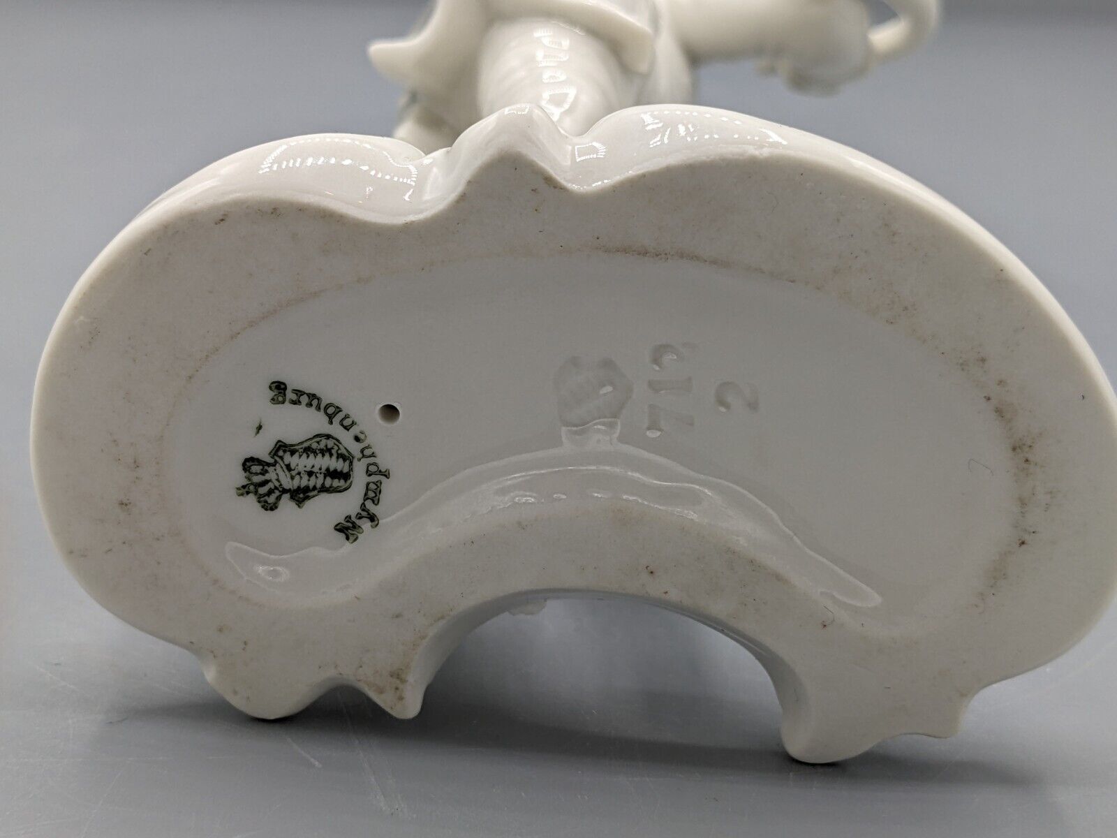 1700s Antique Nymphenburg Blanc de Chine Horn Blower Porcelain Figurine  6"