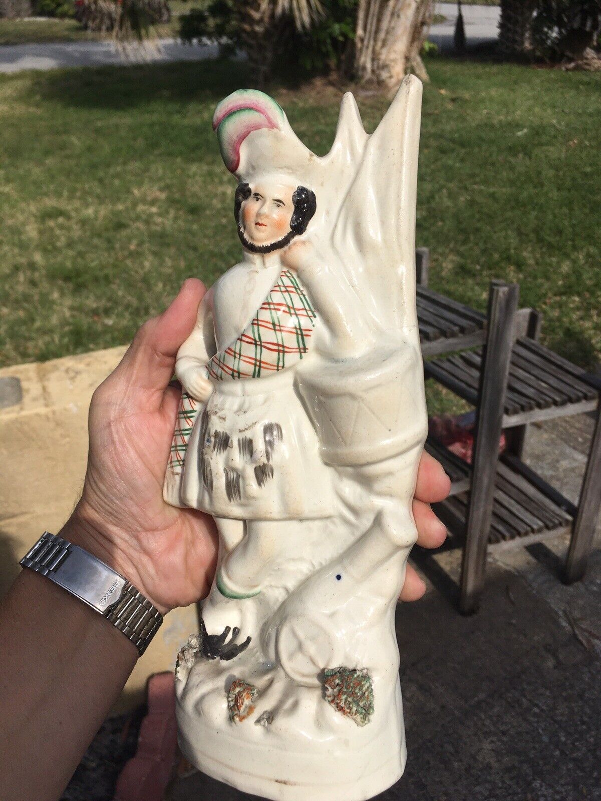 Antique Late 1700’s Straffordshire Pearlware Set 2 Statue Figurines Lady & Gent