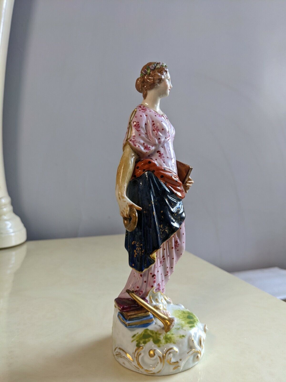 Rare 1700s Antique Derby Porcelain Figurine of Greek Muse 8.5" Rare