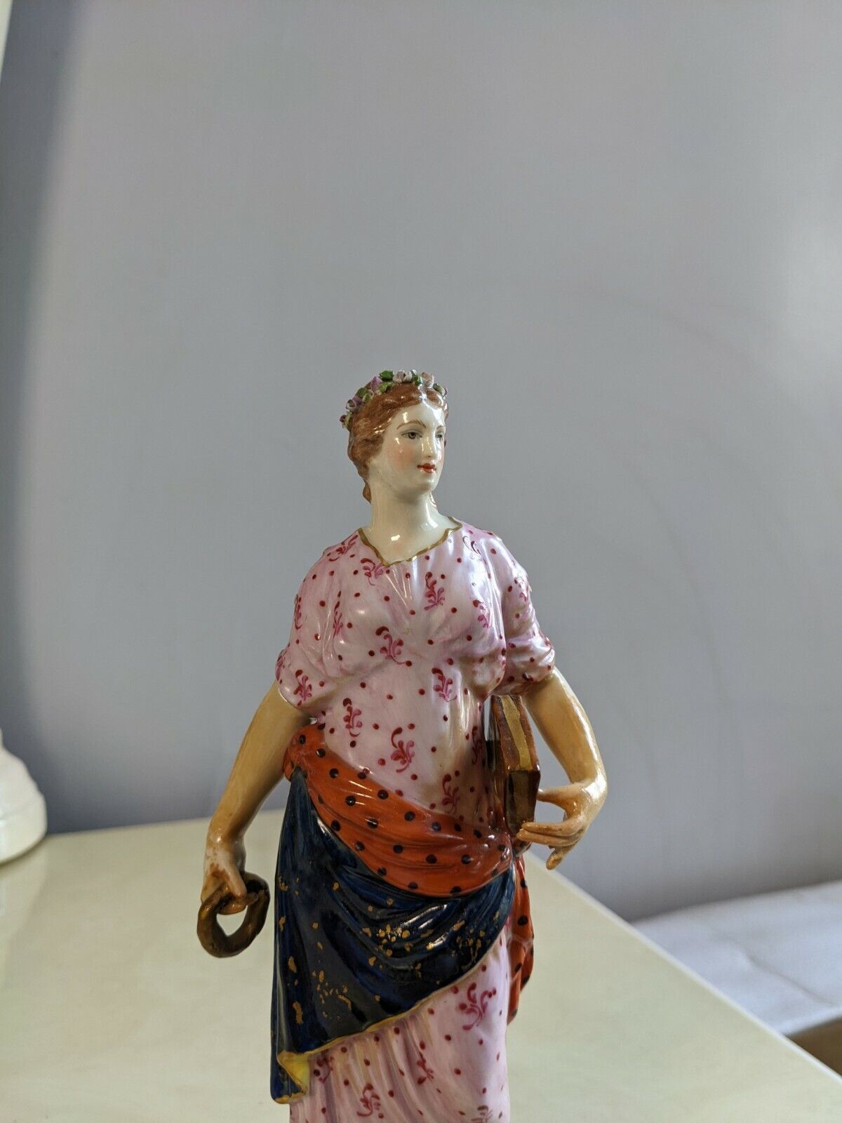 Rare 1700s Antique Derby Porcelain Figurine of Greek Muse 8.5" Rare