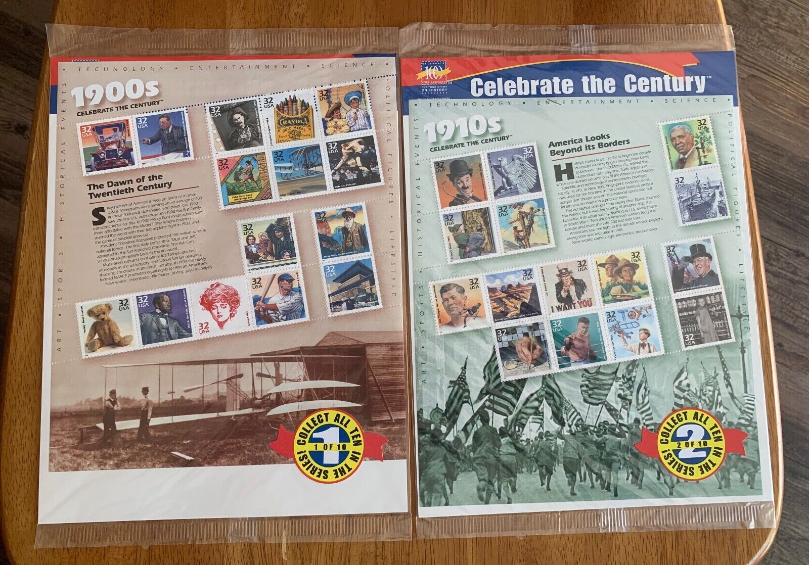 Set of 1900s-1980s CELEBRATE THE CENTURY SOUVENIR SHEETS (1998-1999)