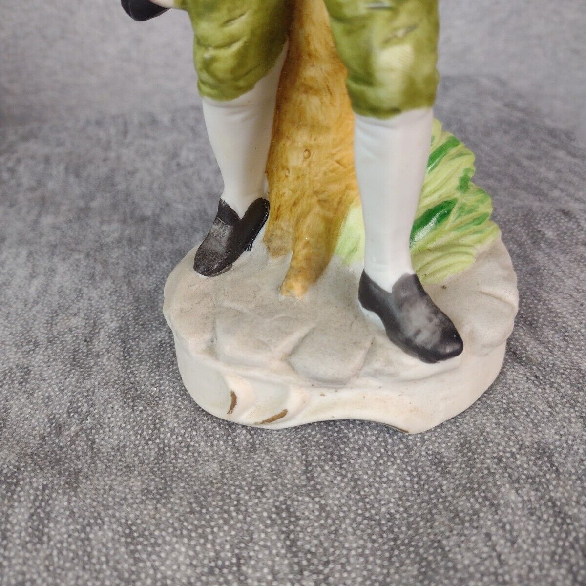 Vintage UCGC Taiwan Figurine 1700's Era Male Brown Coat Green Pants Pink Flower