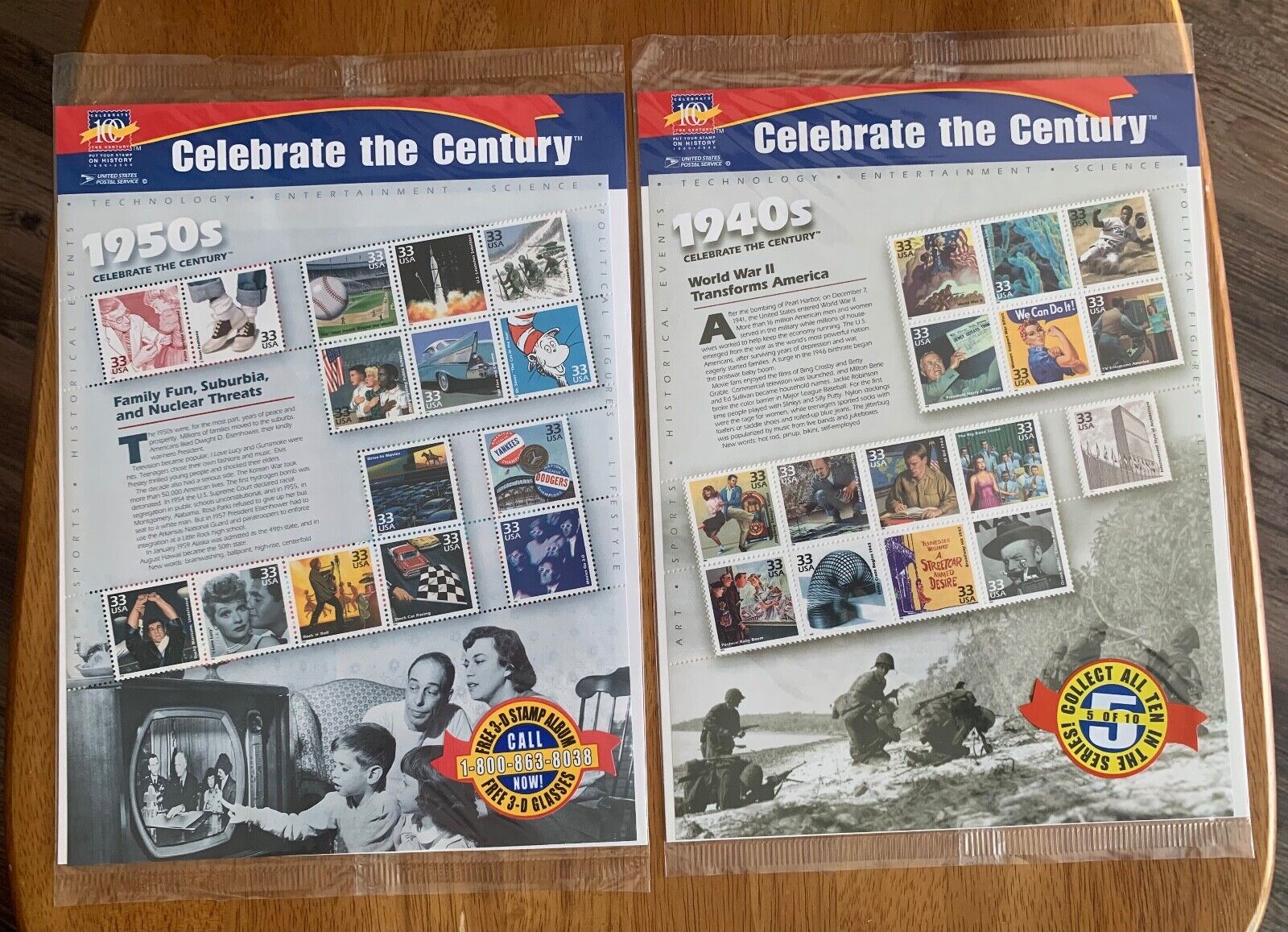 Set of 1900s-1980s CELEBRATE THE CENTURY SOUVENIR SHEETS (1998-1999)