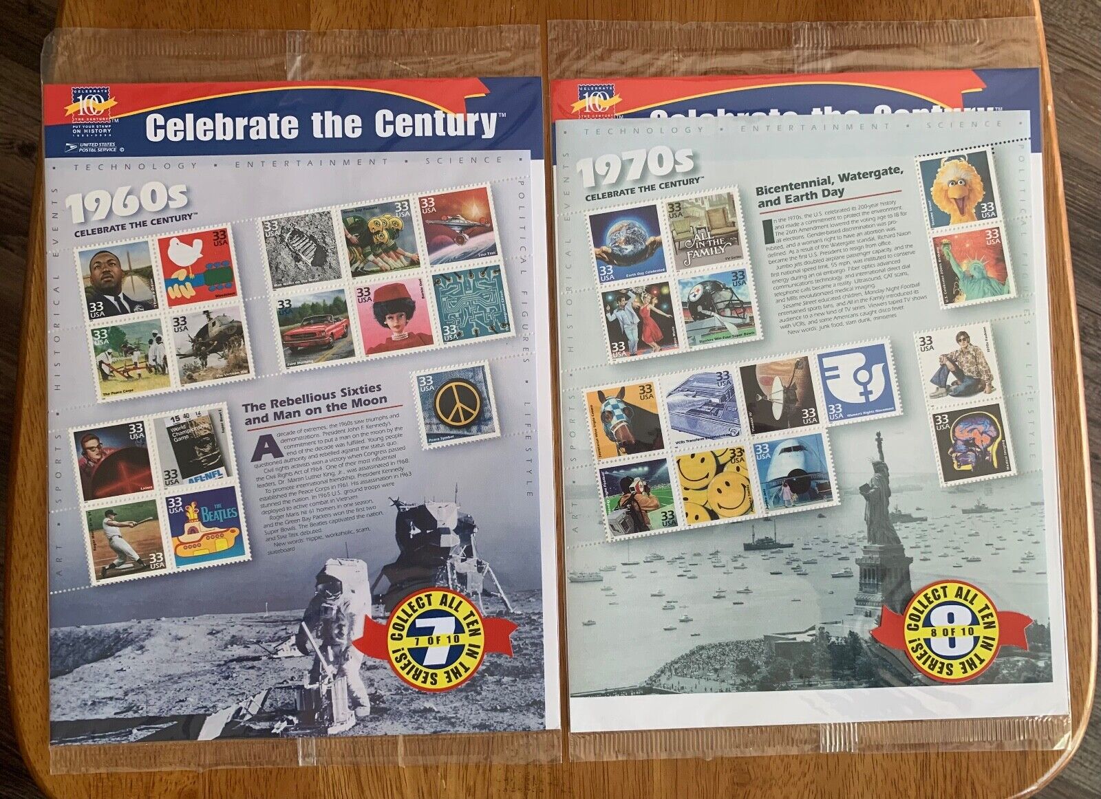 Set of 1900s-1980s CELEBRATE THE CENTURY SOUVENIR SHEETS (1998-1999)