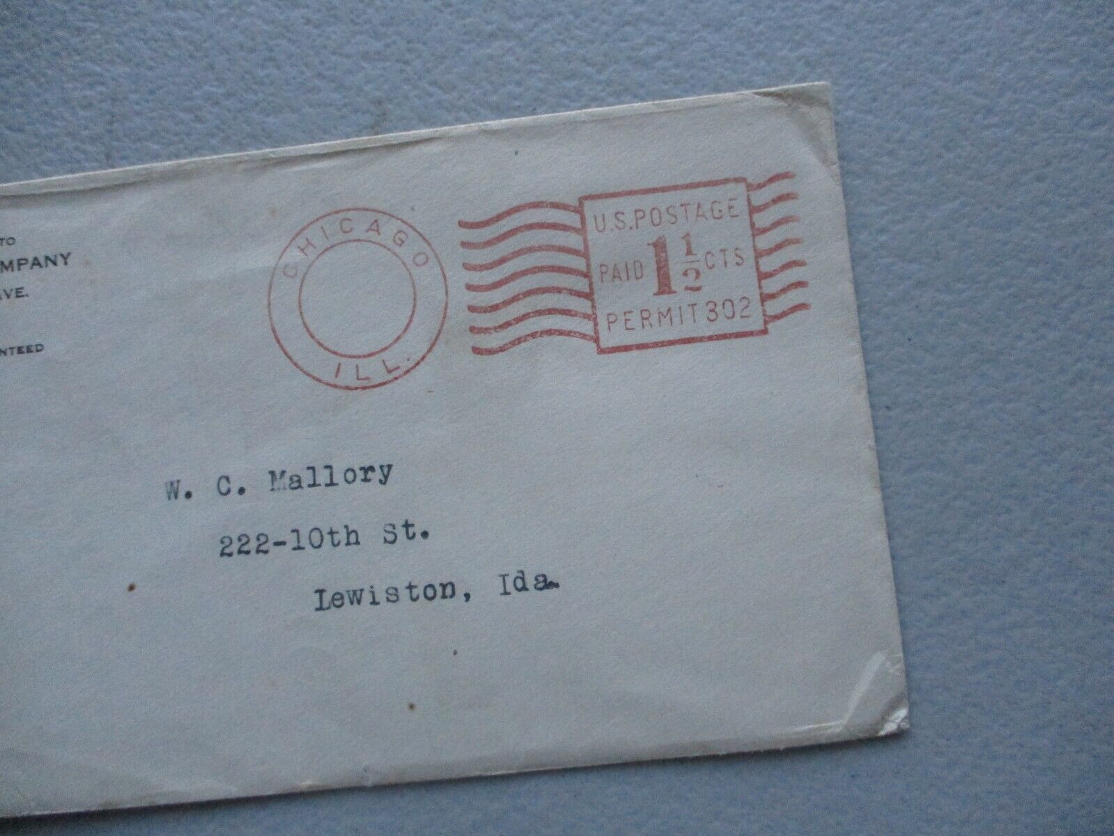 EARLY 1900's William Wrigley Jr (Baseball Cubs) Company Chicago Personal Cover