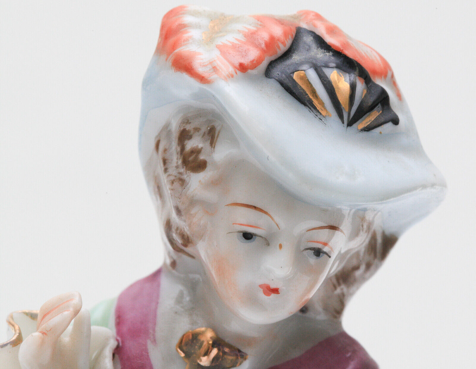 Vintage Colonial Porcelain 7 Inch Tall Figurines Man and Woman 1700's Style 