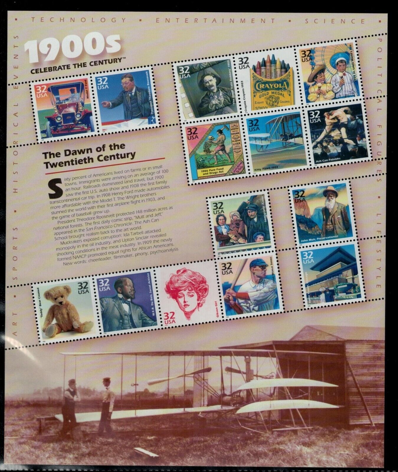 USPS 1900s "CELEBRATE THE CENTURY" LIMITED EDITION STAMPS-MNH