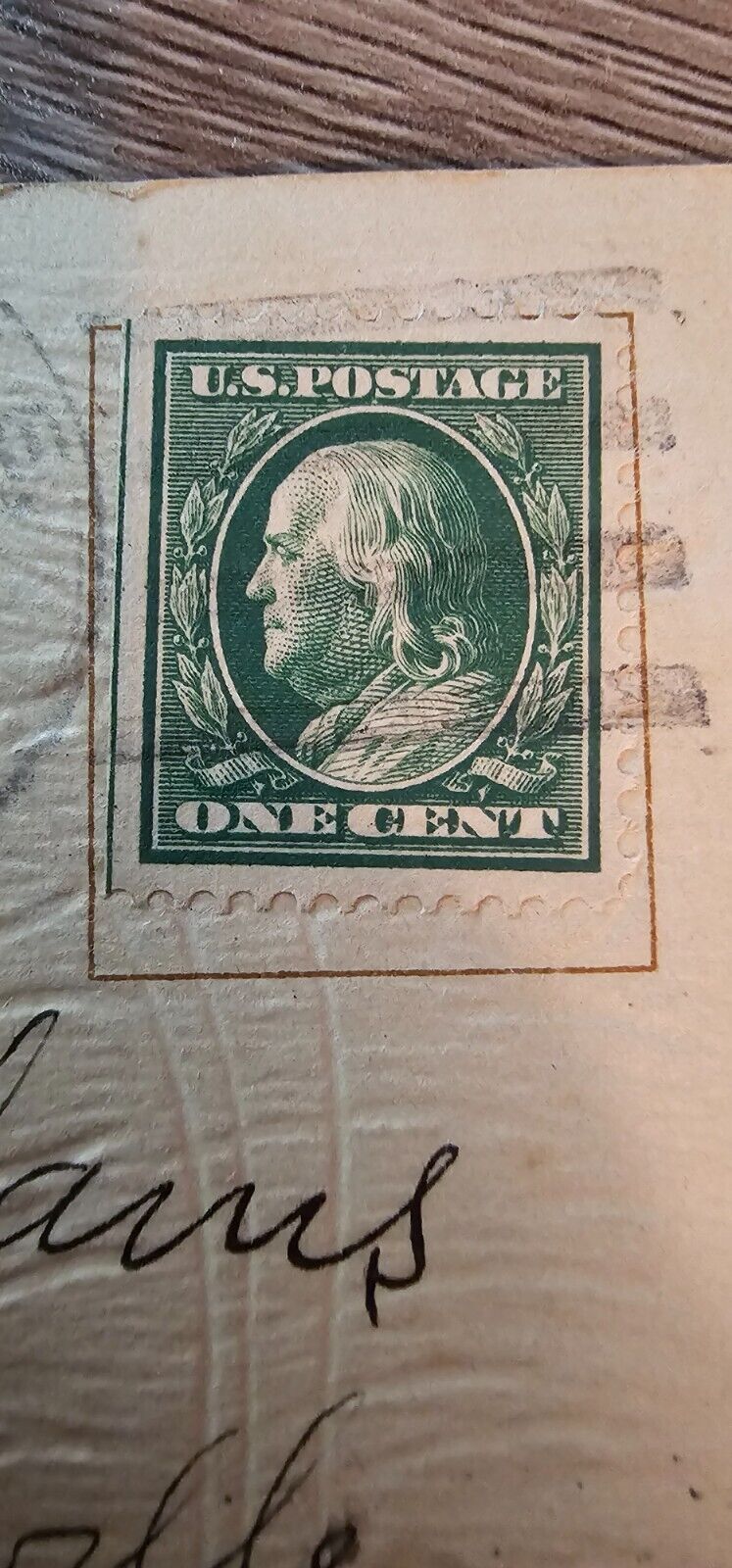 Rare Early 1900s Benjamin Franklin 1 Cent Stamp on Easter Postcard