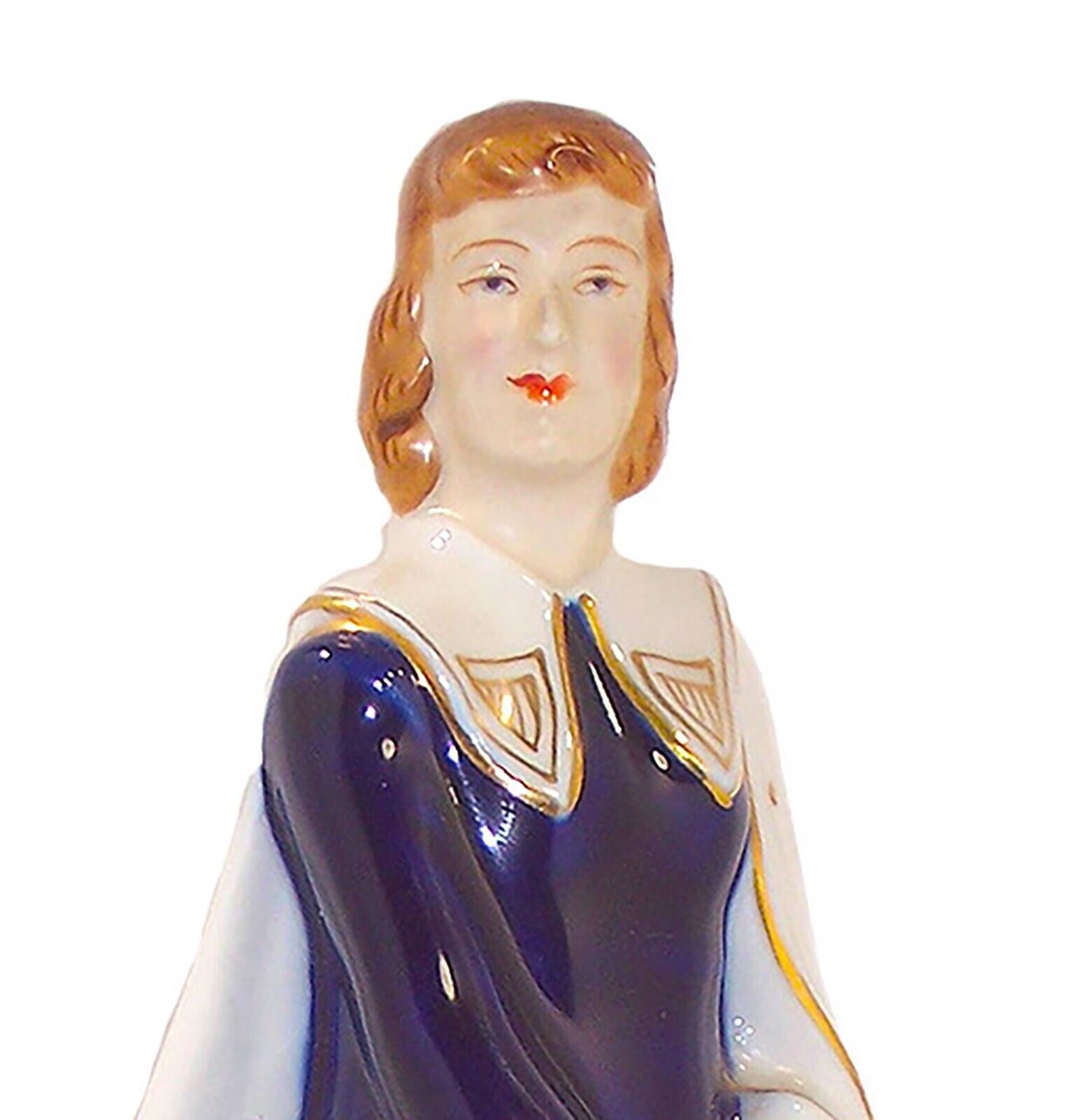 Porcelain French Courtier Statue on Brass Base, 17th Century Costume, 9.5” Tall