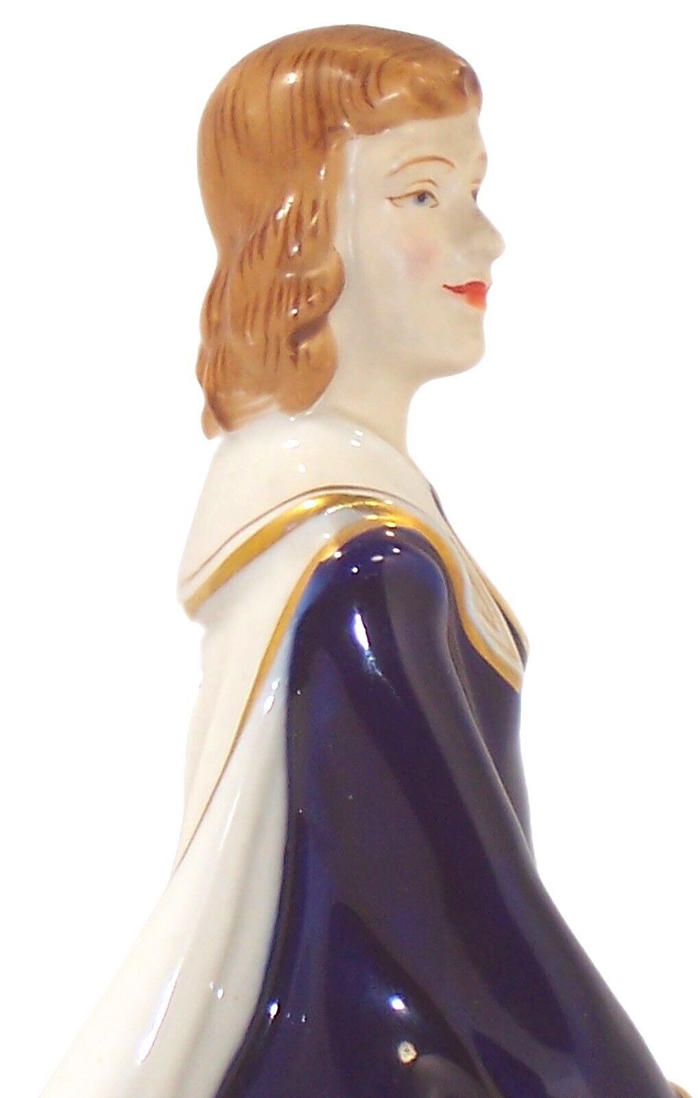 Porcelain French Courtier Statue on Brass Base, 17th Century Costume, 9.5” Tall