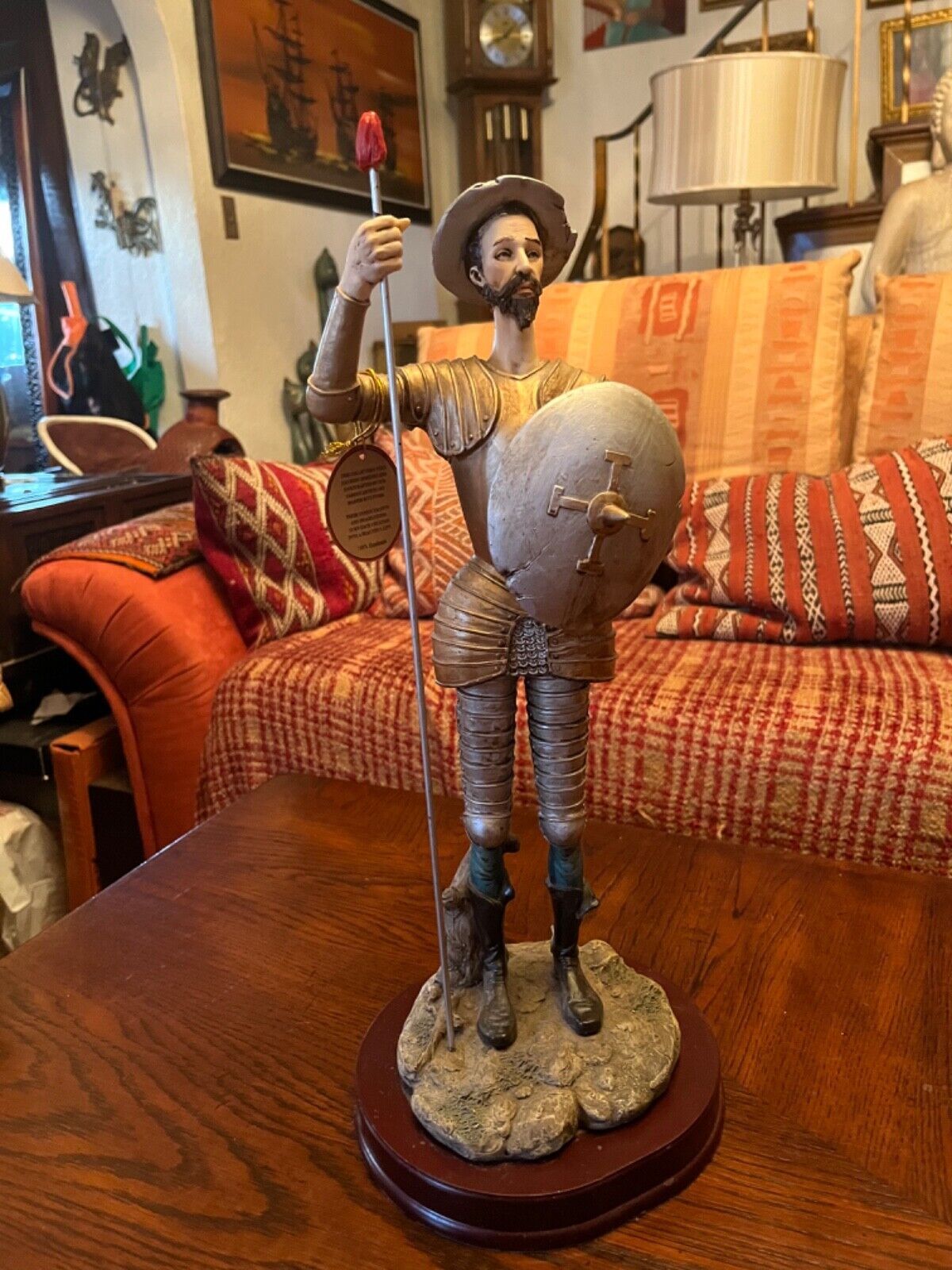 XTall DON QUIXOTE Quijote Statue Figurine Man of La Mancha STANDING Shield Spear