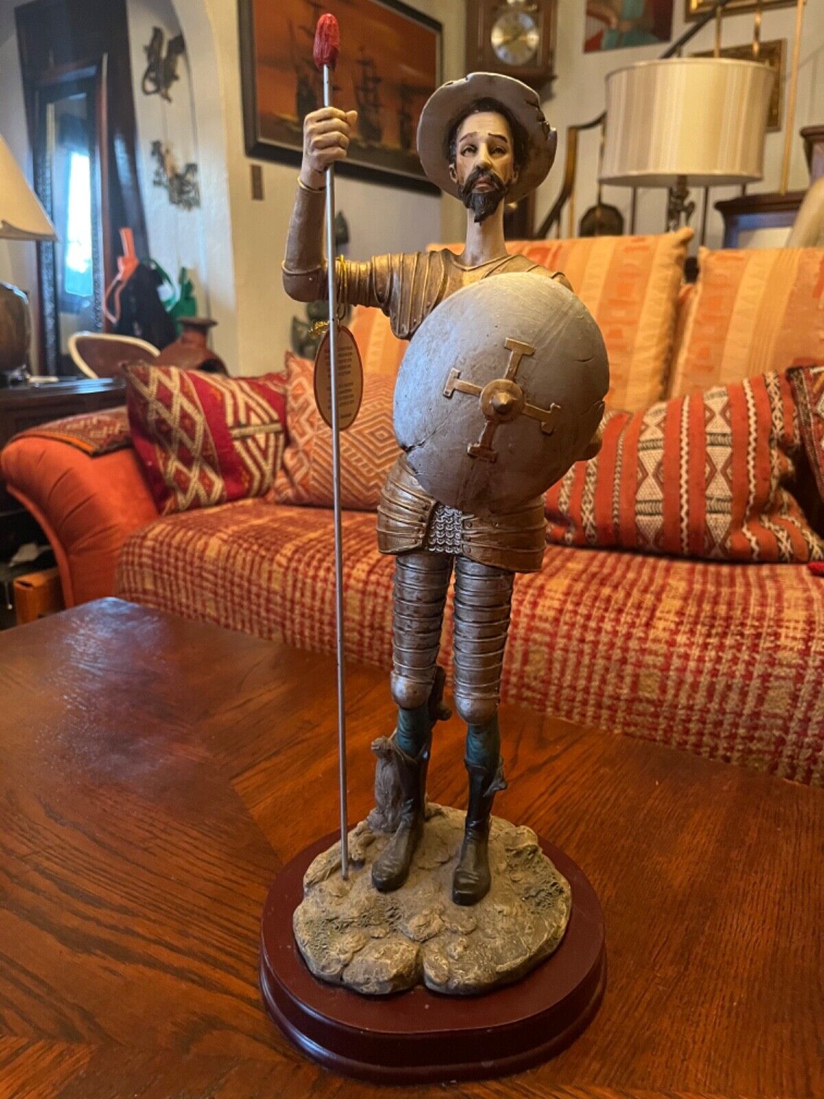 XTall DON QUIXOTE Quijote Statue Figurine Man of La Mancha STANDING Shield Spear