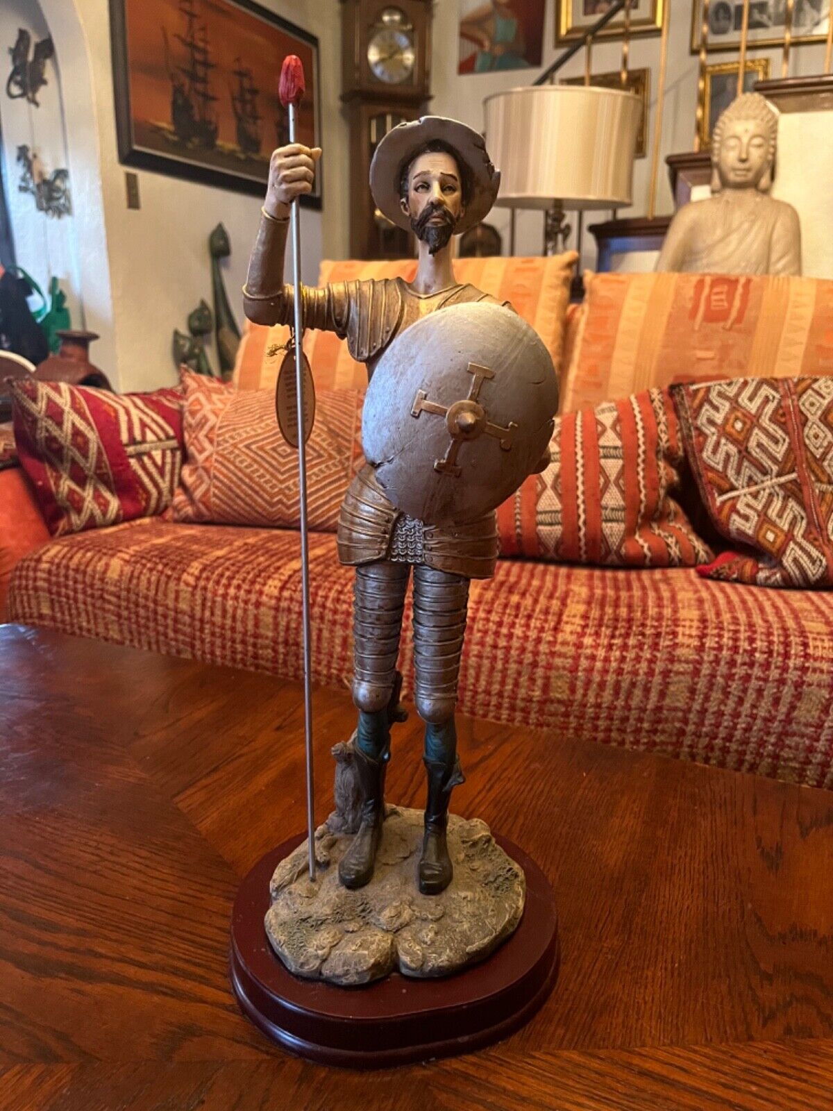 XTall DON QUIXOTE Quijote Statue Figurine Man of La Mancha STANDING Shield Spear