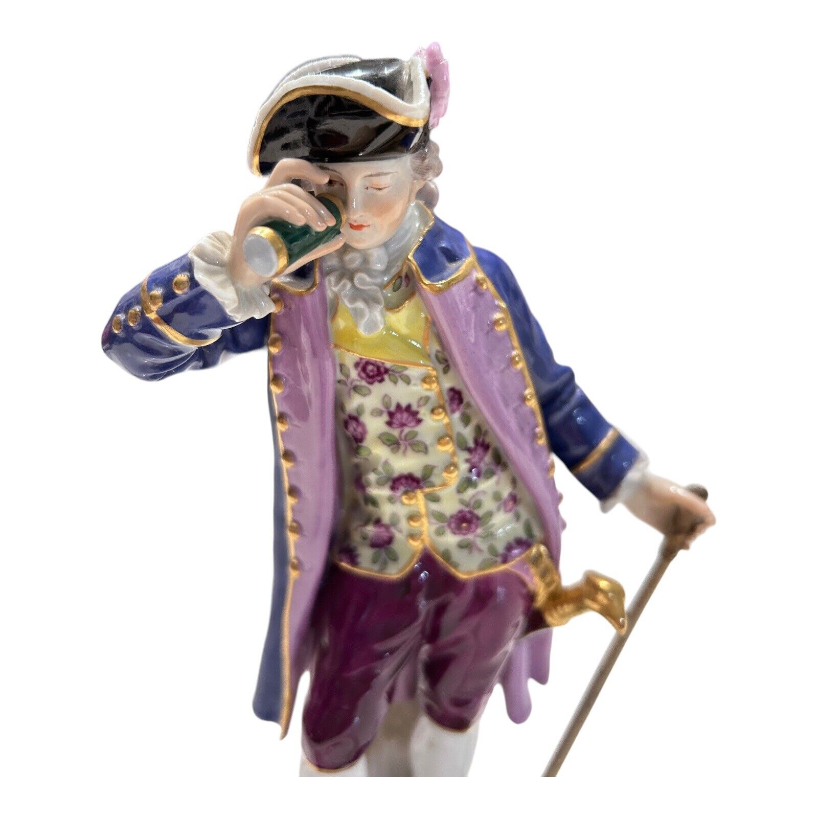 Rare VTG 1700’s Meissen, Figurine Porcelain Cavalier Telescope Collectible