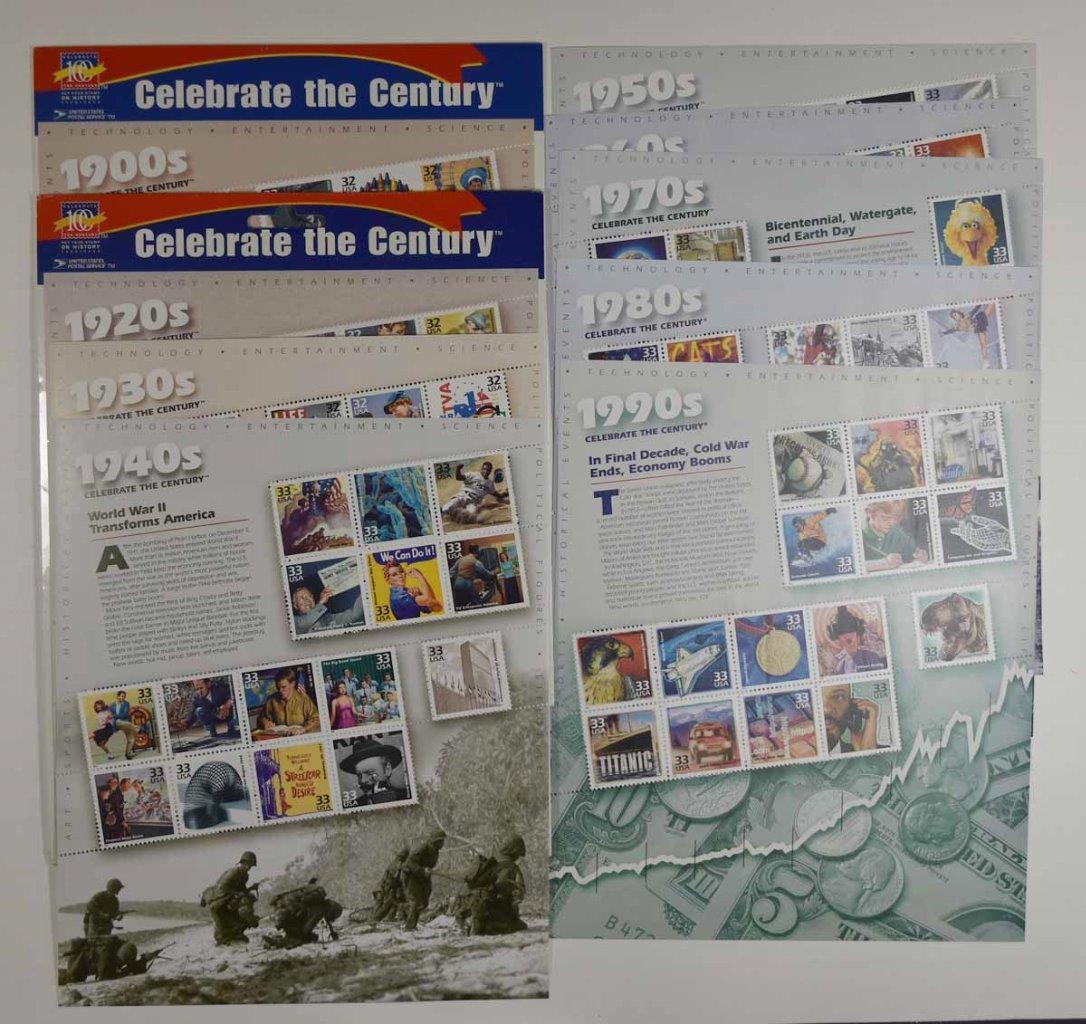 USPS CELEBRATE THE CENTURY 3182 - 3191 10 SHEET SET POSTAGE STAMPS 1900s - 1990s