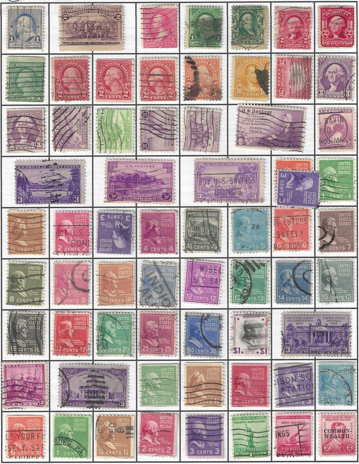 MID 1900s U.S. INVESTOR - LOT OF U.S. STAMPS - lot 65 mounted see photos (#D)