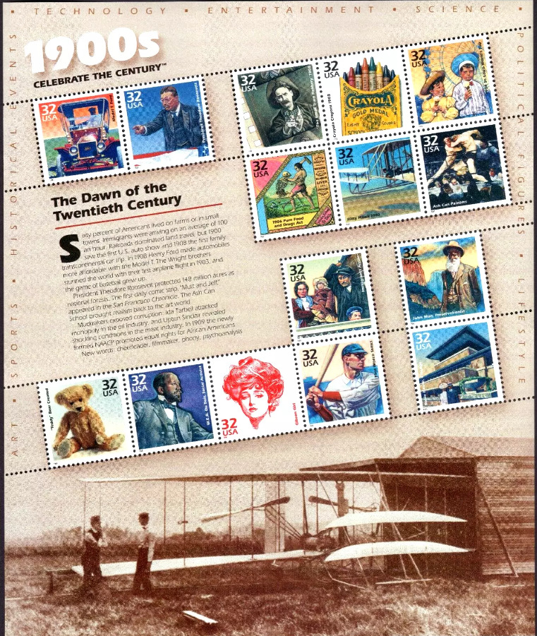 Scott #3182 32¢ 1900s Celebrate the Century Sheet of 15 Stamps - MNH
